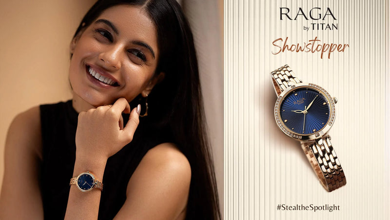 Titan Raga Showstopper Quartz Analog Mother Of Pearl Dial Metal Strap Watch for Women