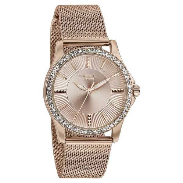 Sonata Poze Quartz Analog Rose Gold Dial Mesh Strap Watch for Women