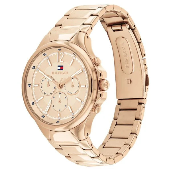 Tommy Hilfiger Gold Dial Golden Stainless Steel Strap Watch for Women