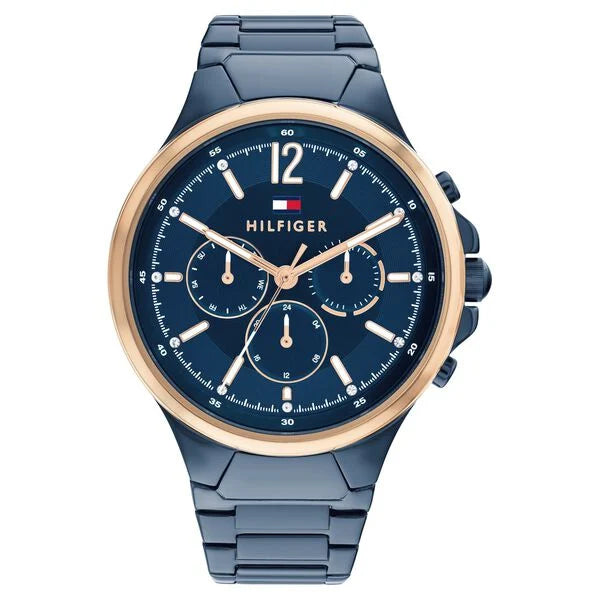 Tommy Hilfiger – Damenuhr mit blauem Zifferblatt und blauem Edelstahlarmband