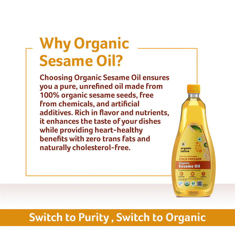 Cold Pressed Sesame Oil 1 Litre by Organic Tattva