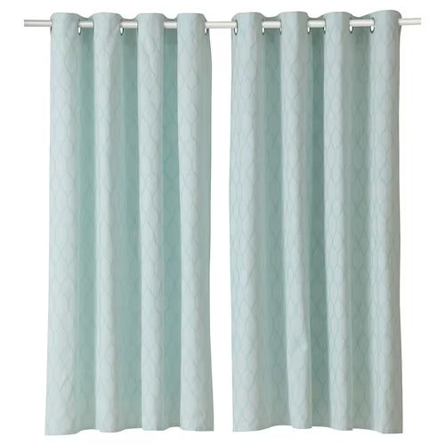 IKEA Adelhild Curtains 1 pair white turquoise
