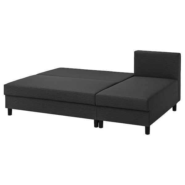 IKEA Alvdalen 3 seat sofa bed with chaise longue knisa dark grey