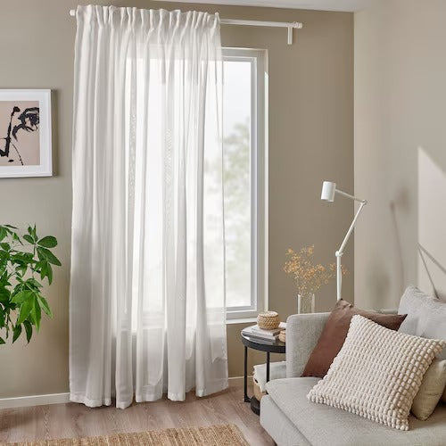 IKEA ANGSFRYLE Sheer curtain, 1 piece, white, 300x250 cm (118x98 ") | IKEA Curtains | Eachdaykart