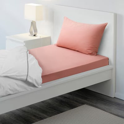 IKEA ANGSLILJA Flat sheet and pillowcase, dark pink, 150x260/50x80 cm (59x102/20x31 ")| IKEA Bed linen | Eachdaykart