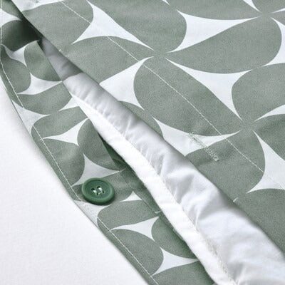 IKEA ANGSNEJLIKA Bettbezug und Kissenbezug, grau/grün, 150x200/50x80 cm (59x79/20x31 ") | IKEA Bettwäsche | Eachdaykart