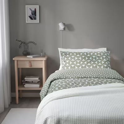 IKEA ANGSNEJLIKA Bettbezug und Kissenbezug, grau/grün, 150x200/50x80 cm (59x79/20x31 ") | IKEA Bettwäsche | Eachdaykart