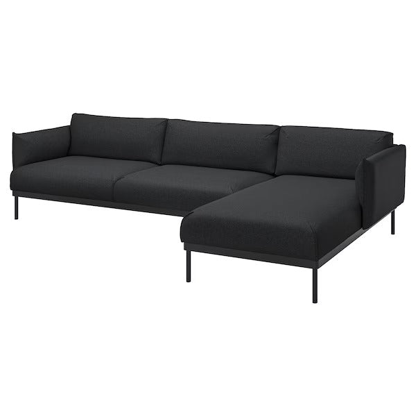 IKEA Applaryd 4-Sitzer-Sofa mit Chaiselongue Gunnared schwarzgrau