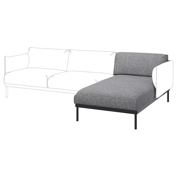 IKEA Applaryd chaise longue section lejda grey black