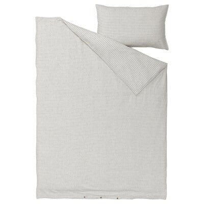 IKEA AKERFIBBLA Duvet cover and pillowcase, white black/check, 150x200/50x80 cm (59x79/20x31 ") | IKEA Bed linen | Eachdaykart