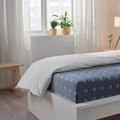 IKEA AKERJORDFLY Flat sheet and pillowcase, blue, 150x260/50x80 cm (59x102/20x31 ") | IKEA Bed linen | Eachdaykart