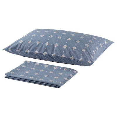 IKEA AKERJORDFLY Flat sheet and pillowcase, blue, 150x260/50x80 cm (59x102/20x31 ") | IKEA Bed linen | Eachdaykart