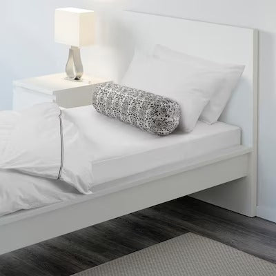 IKEA AKERKULLA Bolster case, grey/white, 20x60 cm (8x24 ") | IKEA Bed linen | Eachdaykart