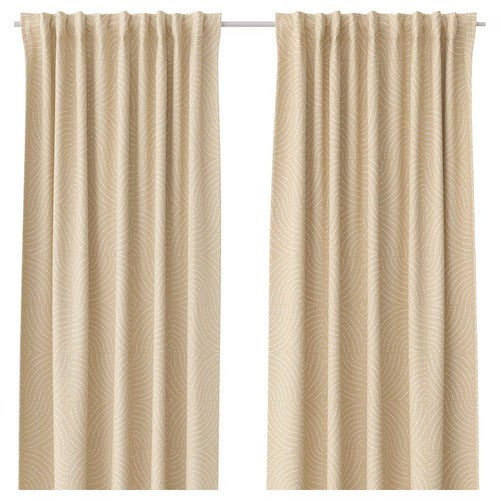 IKEA AKERMOLKE Curtains, 1 pair, beige, 145x250 cm (57x98 ") | IKEA Curtains | Eachdaykart