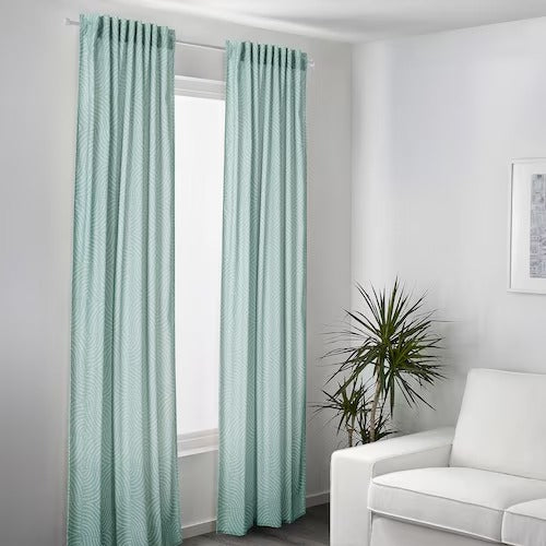 IKEA AKERMOLKE Curtains, 1 pair, light blue, 145x250 cm (57x98 ") | IKEA Curtains | Eachdaykart