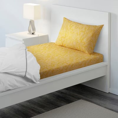 IKEA AKERTISTEL Flat sheet and pillowcase, yellow, 150x260/50x80 cm (59x102/20x31 ") | IKEA Bed linen | Eachdaykart