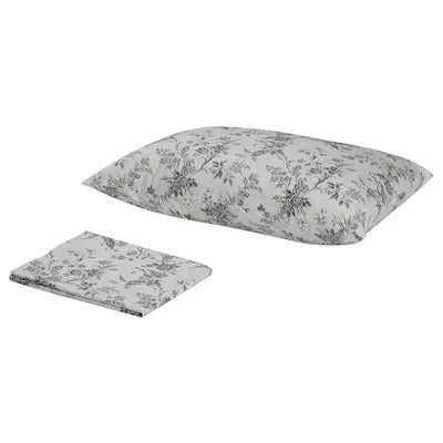 IKEA ALVINE KVIST Flat sheet and pillowcase, white/grey, 150x260/50x80 cm (59x102/20x31 ") | IKEA Bed linen | Eachdaykart
