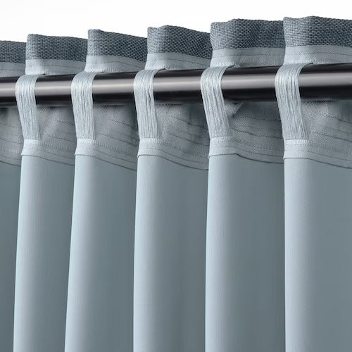 IKEA ANNAKAJSA Room darkening curtains, 1 pair, grey-blue, 145x250 cm (57x98 ") | IKEA Curtains | Eachdaykart