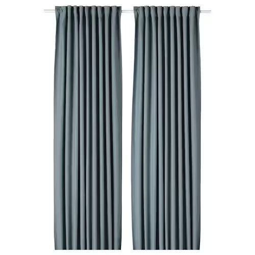 IKEA ANNAKAJSA Room darkening curtains, 1 pair, grey-blue, 145x250 cm (57x98 ") | IKEA Curtains | Eachdaykart