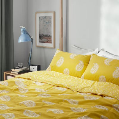 IKEA AROMATISK Duvet cover and 2 pillowcases, yellow, 240x220/50x80 cm (94x87/20x31 ") | IKEA Bed linen | Eachdaykart