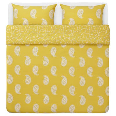 IKEA AROMATISK Duvet cover and 2 pillowcases, yellow, 240x220/50x80 cm (94x87/20x31 ") | IKEA Bed linen | Eachdaykart