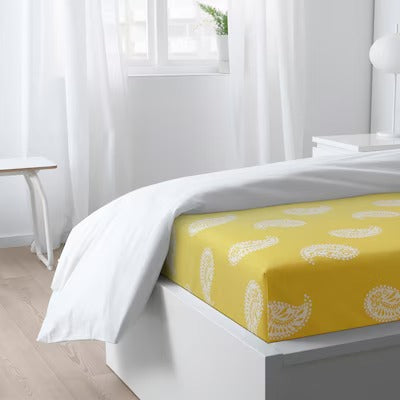 IKEA AROMATISK Flat sheet and 2 pillowcase, yellow, 240x260/50x80 cm (94x102/20x31 ") | IKEA Bed linen | Eachdaykart