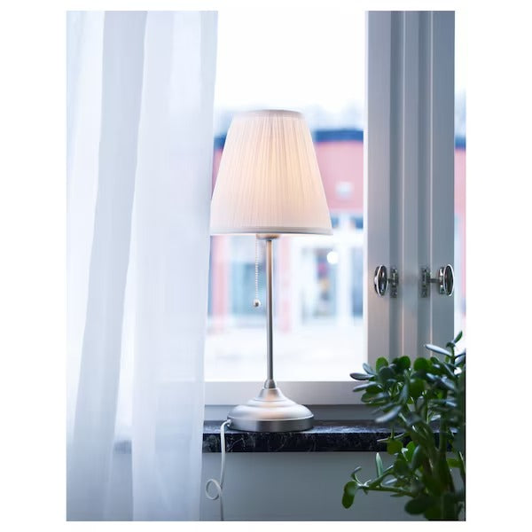 IKEA ARSTID Table lamp, nickel-plated/white | IKEA Table Lamps | Eachdaykart