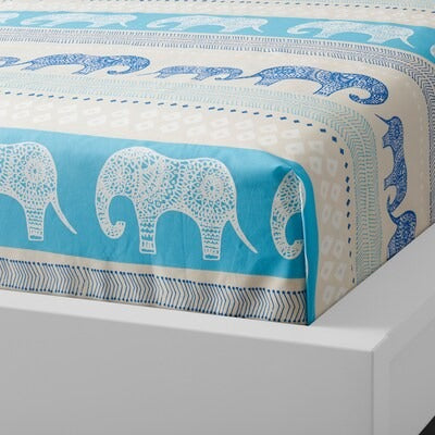 IKEA BARDVAL Flat sheet and pillowcase, elephant grey/blue, 150x250/50x80 cm (59x98/20x31 ") | IKEA Bed linen | Eachdaykart