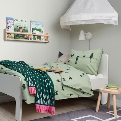 IKEA BARNDROM Duvet cover and pillowcase, cat pattern/green, 150x200/50x80 cm (59x79/20x31 ") | IKEA Bed linen | Eachdaykart