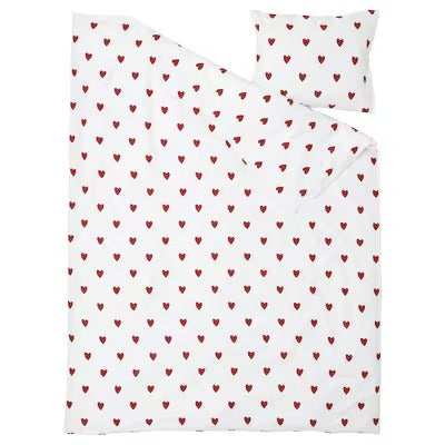 IKEA BARNDROM Duvet cover and pillowcase, heart pattern, 150x200/50x80 cm (59x79/20x31 ") | IKEA Bed linen | Eachdaykart