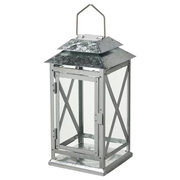 IKEA BEFASTA Lantern f block candle, in/outdoor, galvanised | IKEA Lanterns | Eachdaykart