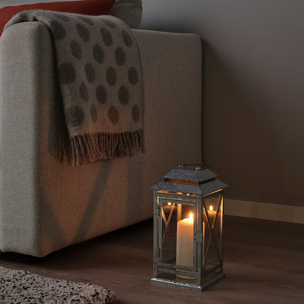 IKEA BEFASTA Lantern f block candle, in/outdoor, galvanised | IKEA Lanterns | Eachdaykart