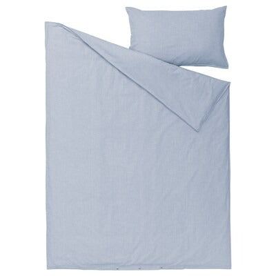 IKEA BERGPALM Duvet cover and pillowcase, blue/striped, 150x200/50x80 cm (59x79/20x31 ") | IKEA Bed linen | Eachdaykart