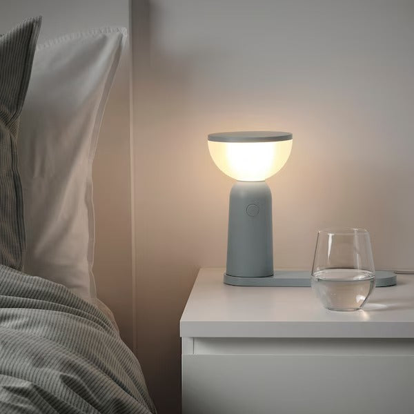 IKEA BETTORP LED mobile lamp w wireless charging, dimmable light grey-blue | IKEA Table Lamps | Eachdaykart