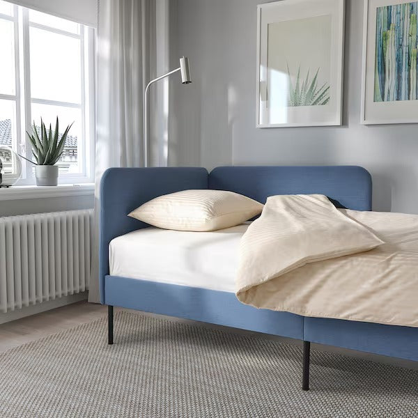 IKEA Blakullen uph bed frame with corner headboard knisa medium blue
