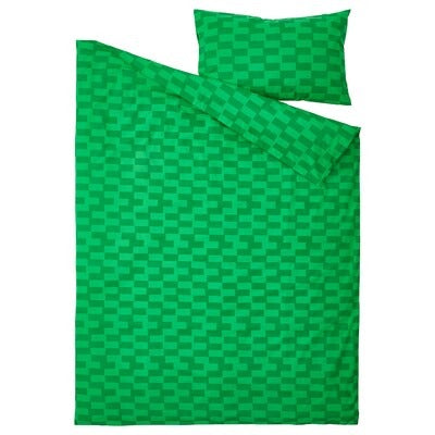IKEA BLASKATA Duvet cover and pillowcase, green/patterned, 150x200/50x80 cm (59x79/20x31 ") | IKEA Bed linen | Eachdaykart