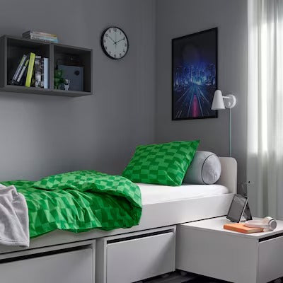 IKEA BLASKATA Duvet cover and pillowcase, green/patterned, 150x200/50x80 cm (59x79/20x31 ") | IKEA Bed linen | Eachdaykart
