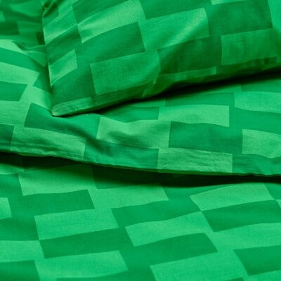 IKEA BLASKATA Duvet cover and pillowcase, green/patterned, 150x200/50x80 cm (59x79/20x31 ") | IKEA Bed linen | Eachdaykart