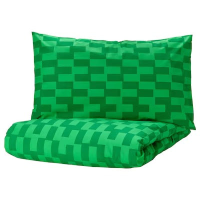 IKEA BLASKATA Duvet cover and pillowcase, green/patterned, 150x200/50x80 cm (59x79/20x31 ") | IKEA Bed linen | Eachdaykart