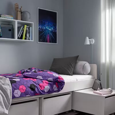 IKEA BLASKATA Duvet cover and pillowcase, purple/black patterned, 150x200/50x80 cm (59x79/20x31 ") | IKEA Bed linen | Eachdaykart