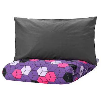 IKEA BLASKATA Duvet cover and pillowcase, purple/black patterned, 150x200/50x80 cm (59x79/20x31 ") | IKEA Bed linen | Eachdaykart