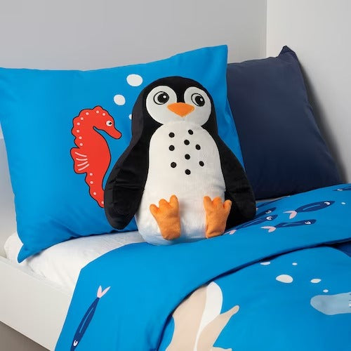 IKEA BLAVINGAD Cushion, penguin-shaped black/white, 40x32 cm (16x13 ") | IKEA Soft Toys | Eachdaykart