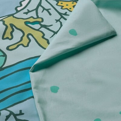 IKEA BLAVINGAD Duvet cover and pillowcase, turtle pattern/turquoise, 150x200/50x80 cm (59x78 3/4/20x31 ") | IKEA Bed linen | Eachdaykart