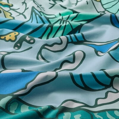 IKEA BLAVINGAD Duvet cover and pillowcase, turtle pattern/turquoise, 150x200/50x80 cm (59x78 3/4/20x31 ") | IKEA Bed linen | Eachdaykart
