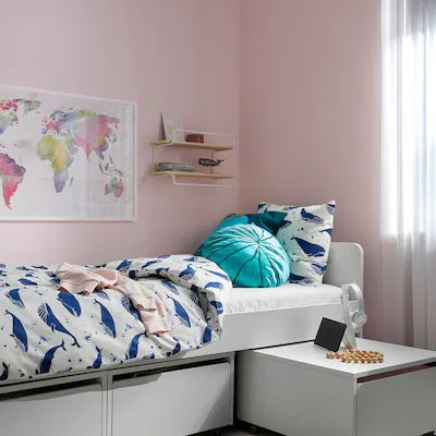 IKEA BLAVINGAD Duvet cover and pillowcase, whale pattern blue/white, 150x200/50x80 cm (59x78 3/4/20x31 ") | IKEA Bed linen | Eachdaykart