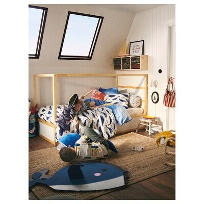 IKEA BLAVINGAD Duvet cover and pillowcase, whale pattern blue/white, 150x200/50x80 cm (59x78 3/4/20x31 ") | IKEA Bed linen | Eachdaykart