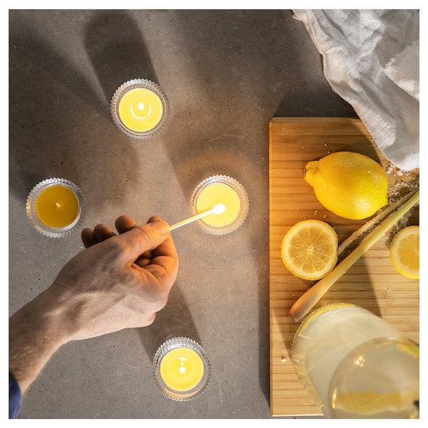 IKEA Blodhagg scented tealight lemon and lemongrass yellow