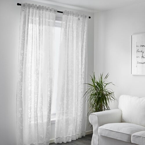 IKEA Borghild Sheer curtains 1 pair white