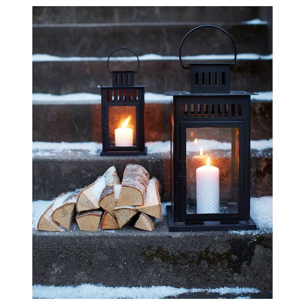 IKEA BORRBY Lantern for block candle, in/outdoor black, 28 cm (11 ") | IKEA Lanterns