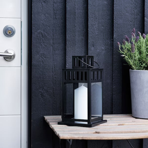 IKEA BORRBY Lantern for block candle, in/outdoor black, 28 cm (11 ") | IKEA Lanterns